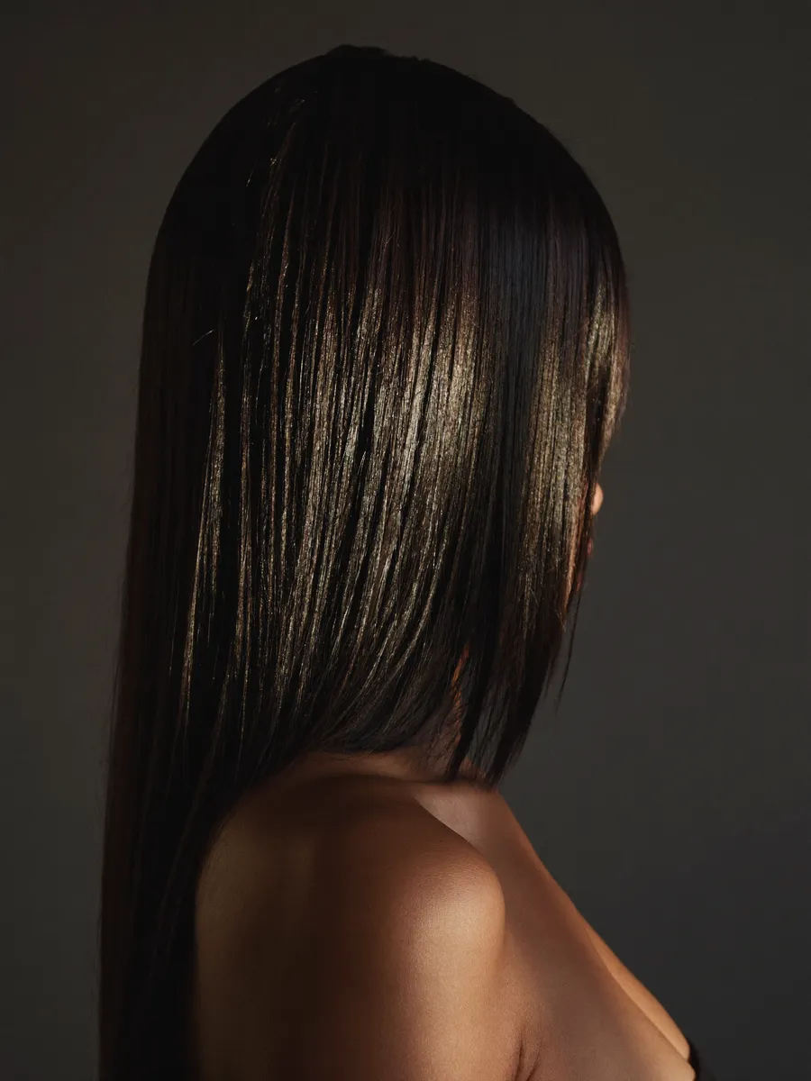 Glass-smooth straightened hair