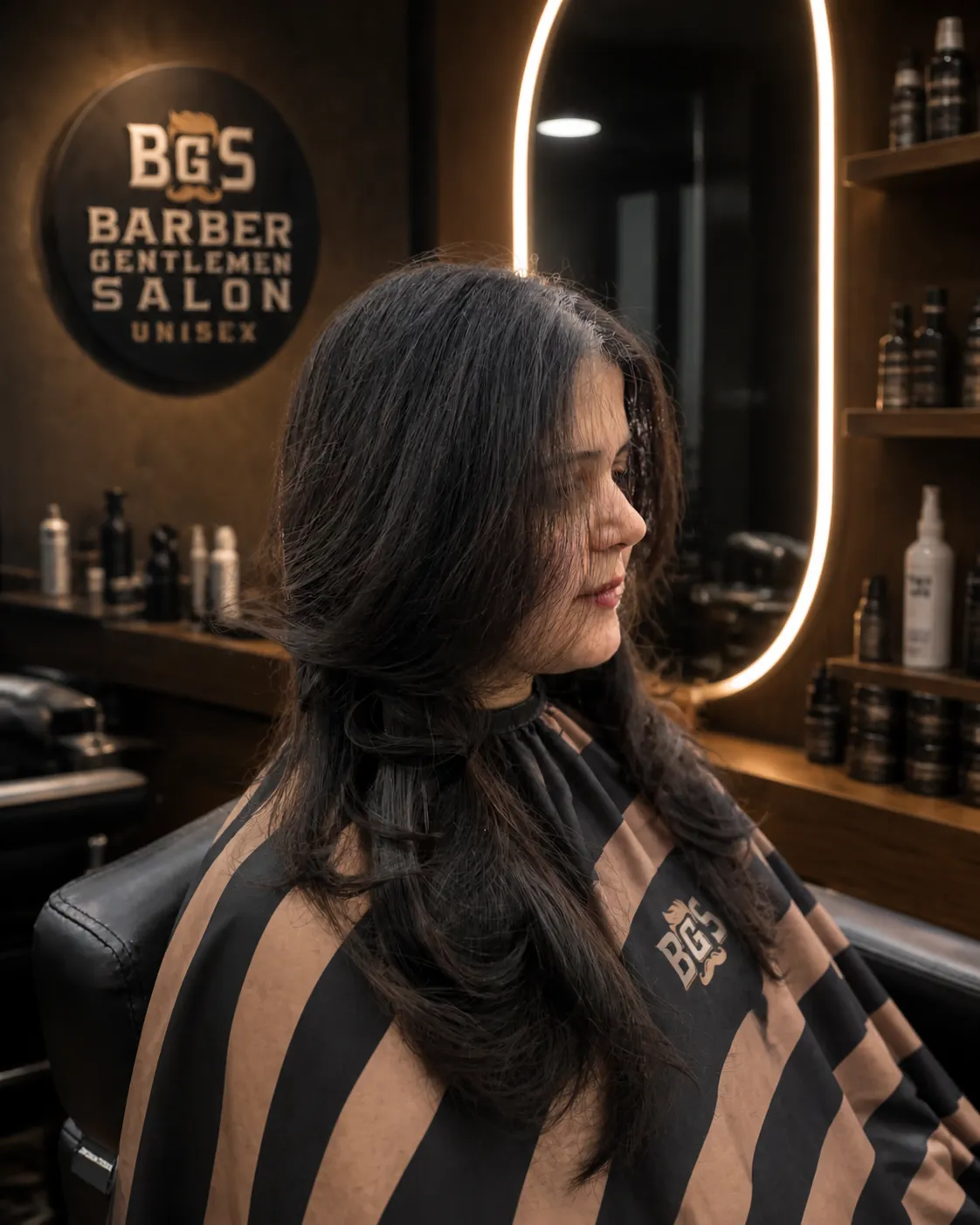 Long dark hair cut into soft layers and finished with a smooth blow-dry